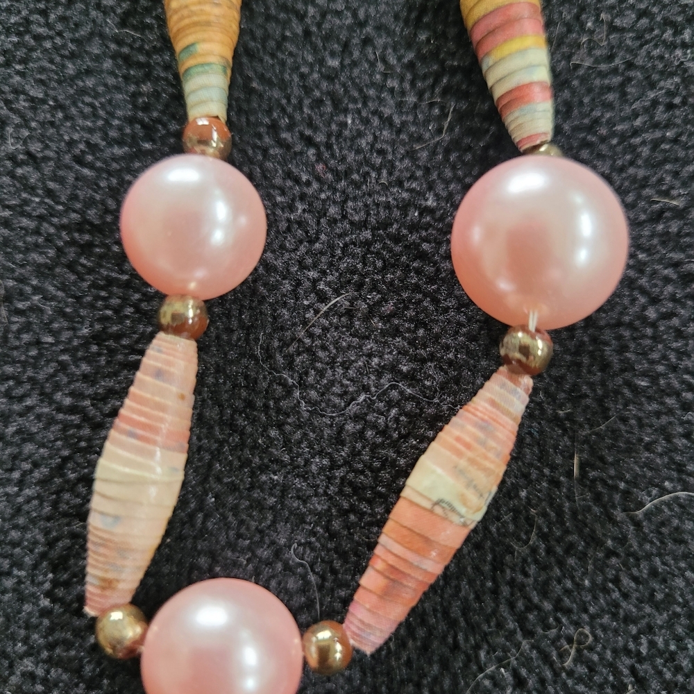 Handcrafted Paper Beaded Women's Necklaces, (see up close photos). 3 Strands